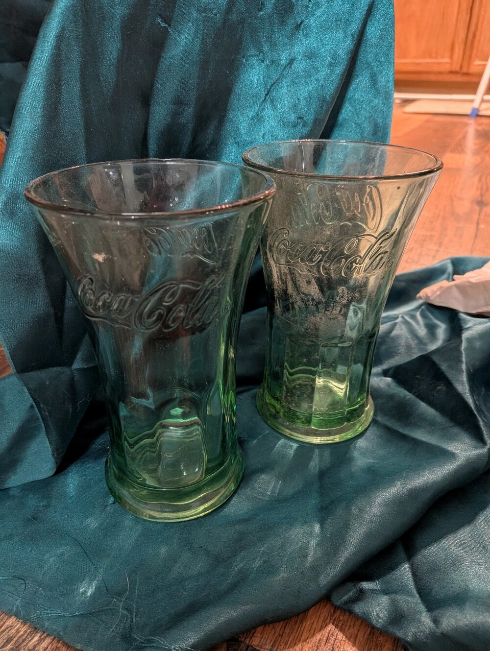 Coca Cola Green Embossed Glass Tumbler - Set of 2